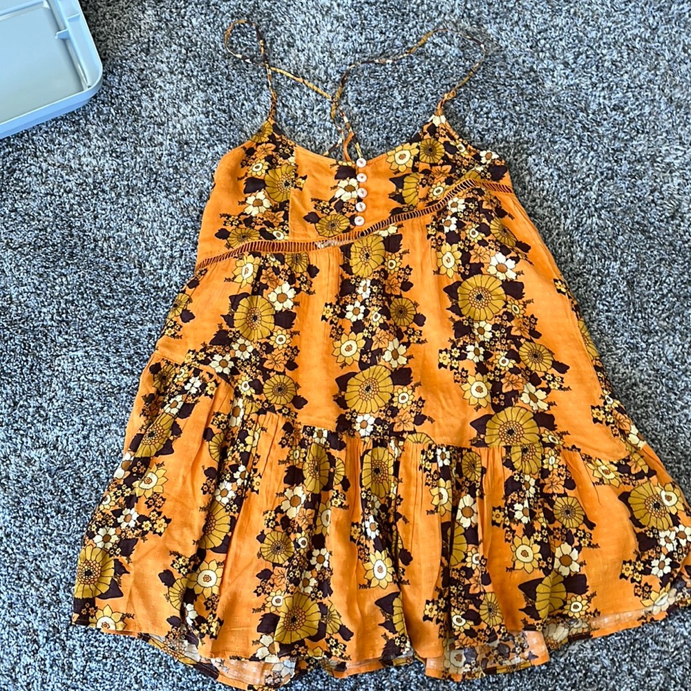 urban outfitters orange flower dress